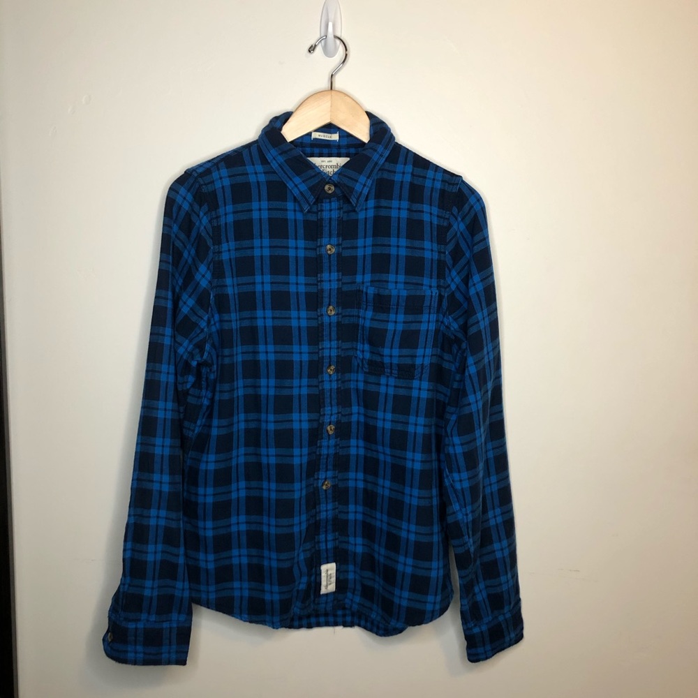 Abercrombie and fitch casual blue plaid button up